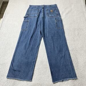 Carhartt Jeans Mens 35x32 Blue Carpenter Denim Straight Leg Work Pocket